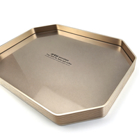 Plateau de service octogonal en aluminium anodisé doré, plateau décoratif en métal personnalisé pour le café, le thé, le stockage des aliments