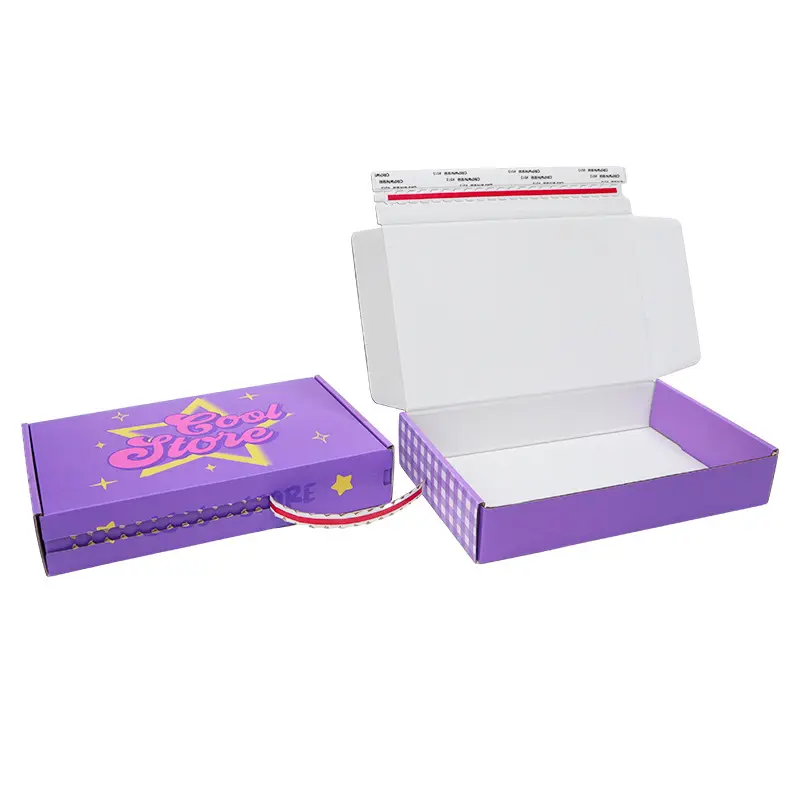 Embalagem de papel ondulado com logotipo personalizado para entrega e comércio eletrônico, caixa postal autoadesiva com tira de rasgo