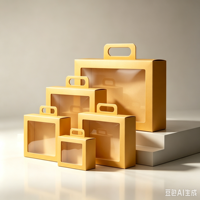 Boîte cadeau en carton ondulé jaune personnalisée pour Noël, très vendue, avec poignée, durable, avec fenêtre pour l'emballage des fruits