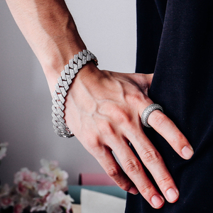 S925 Sterling Sliver 15MM <b>Iced</b> <b>Out</b> Hip Hop Jewelry VVS Moissanite Cuban Link Bracelet Gift Shining Jewelry Pass Diamond Tester - Product Image 6