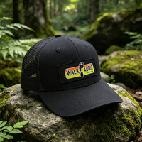 Casquette trucker structurée à 6 panneaux avec visière incurvée, en sergé de coton, dos en maille, avec logo personnalisé tissé en couleur pleine.