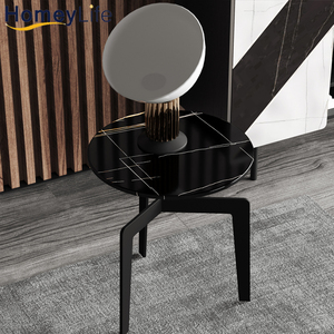 Petite <span class=keywords><strong>table</strong></span> basse ronde en métal <span class=keywords><strong>noir</strong></span> pour l'intérieur et l'extérieur, meubles d'extérieur en métal, ensemble de bistrot - Product Image 3