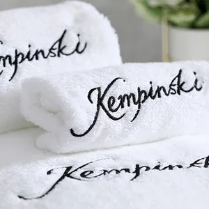 Luxury 5 Star Hotel White 100% Cotton Face Hand Bath Towels Set For Hotel Spa With Customized Logo