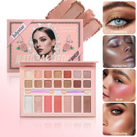 Palette de maquillage visage bio exclusive 21 couleurs tout-en-un, fard à paupières mat, paillettes fines, contouring, illuminateur, blush