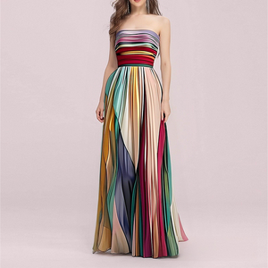 Robe midi sans bretelles et sans manches <span class=keywords><strong>pour</strong></span> <span class=keywords><strong>femme</strong></span>, coupe trapèze, en polyester respirant, élégante, <span class=keywords><strong>pour</strong></span> le bureau, les fêtes et les occasions décontractées - Vente en gros - Product Image 2
