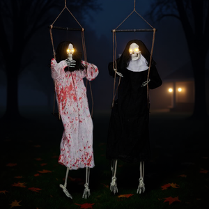 Fantasmas Colgantes Grim Reaper de 90 cm, Decoraciones de Halloween para Exteriores, Ojos Iluminados, Decoración de Plástico para Jardín y Césped - Product Image 2