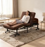 Lit pliant électrique pour soins à domicile avec tête de lit, accoudoirs hauts, matelas en mousse de latex, pliage en 3 secondes, fabricant VLranlife