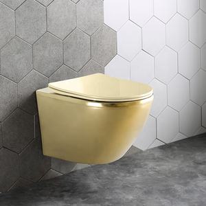 10 YRS WARRANTY Rimless, Tornado Ceramic GOLD PLATED COLORED Wall Hung Toilets - Product Image 2