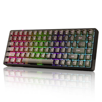 Clavier mécanique de jeu RGB à 84 touches avec touches transparentes, USB Type-C Plug&Play, clavier mécanique à trois modes et à touches interchangeables à chaud