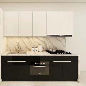 Ensemble de placards complets sur mesure en PVC/lacquer, fournisseur de placards de cuisine modernes en vinyle - Product Image 1