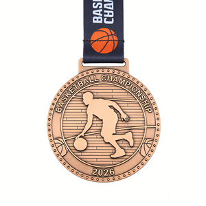 Médaille de championnat de basketball en alliage de zinc avec relief 3D, design personnalisé 2026, médaille sportive gravée de haute qualité - Product Image 1