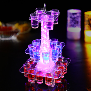Hộp đêm thanh đồ uống đầy màu sắc ánh sáng phát ra Diode pha lê <span class=keywords><strong>Eiffel</strong></span> tháp Rượu Thủy Tinh chủ dẫn 24 lỗ Cocktail Kính chủ - Product Image 3
