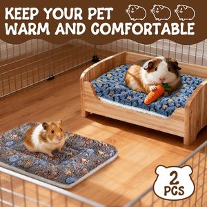 <span class=keywords><strong>2</strong></span> tapis de lit rectangulaires lavables pour cochon d'Inde et lapin, coussin chaud pour petits animaux, tapis de lit pour chinchilla, hérisson, furet, lit d'hiver pour animaux de compagnie - Product Image 6