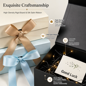 Caja de Regalo Magnética con Logotipo Personalizado, Caja de Cartón Plegable en Forma de Libro con Cinta de Lámina Dorada y Lazo, para Bodas y Navidad - Product Image 3