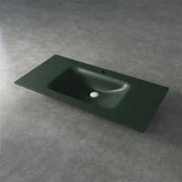 Ensemble de meuble-lavabo mural moderne en marbre monobloc sans joint, facile à nettoyer, avec miroir inclus, directement de l'usine