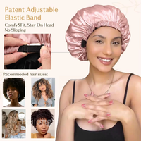 Gorro de Dormir de Seda y Satén Ajustable de Lujo con Logotipo Personalizado, Gorro para el Cabello con Banda para Atar, para Uso Diario, Multiusos, para el Cuidado del Cabello de Mujeres