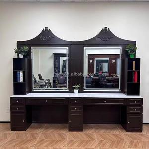 Miroir de salon double face moderne en <span class=keywords><strong>bois</strong></span> noir avec meuble de rangement et bac à shampoing pour hôtel et <span class=keywords><strong>centre</strong></span> <span class=keywords><strong>commercial</strong></span> - Product Image 2