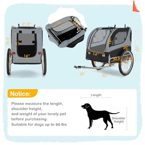 Remolque para Bicicleta para Perros, Transportador de Mascotas con Ruedas de Liberación Rápida para Perros Pequeños y Medianos, Vagón Plegable para Bicicleta con Correa Interna - Product Image 2