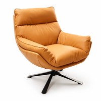 Fauteuil pivotant de luxe italien moderne en similicuir avec rembourrage en duvet pour salon et balcon