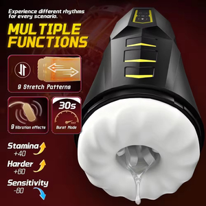 Soft 3D Textured Real Touch Feeling Male Stroker Telescopic Machine Adult Toy Thrusting <b>Vibrating</b> Masturbation Cup USB - Product Image 3