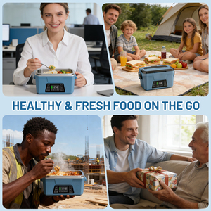 Boîte à <span class=keywords><strong>lunch</strong></span> électrique sans fil Herrfilk 1,5 L avec commande par application, 27000 mAh, 80 W, chauffe-plat alimenté par batterie, récipient chauffant pour les voyages en voiture - Product Image 6