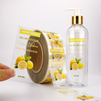 Autocollant transparent imprimé personnalisé, étiquette transparente pour animaux de compagnie, rouleau d'étiquettes pour cosmétiques, gel douche, emballage de bouteilles en plastique