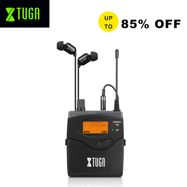 XTUGA RW2080 Wireless In-Ear Monitor System 572-580/902-928MHz Frequency Range 250Ft Receiving Range LCD Display-Only Bodypack