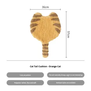 QINGNAN Cat Tail Home <strong>Cushion</strong> Flocking Soft Comfortable <strong>Round</strong> <strong>Stool</strong> Chair Seat Non-slip Cute Animal Pattern Machine Washable Mat - Product Image 5