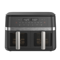 Friteuse à air électrique à double panier avec technologie 360 et écran LCD, fonctions de cuisson et de rôtissage, cuisson saine sans huile