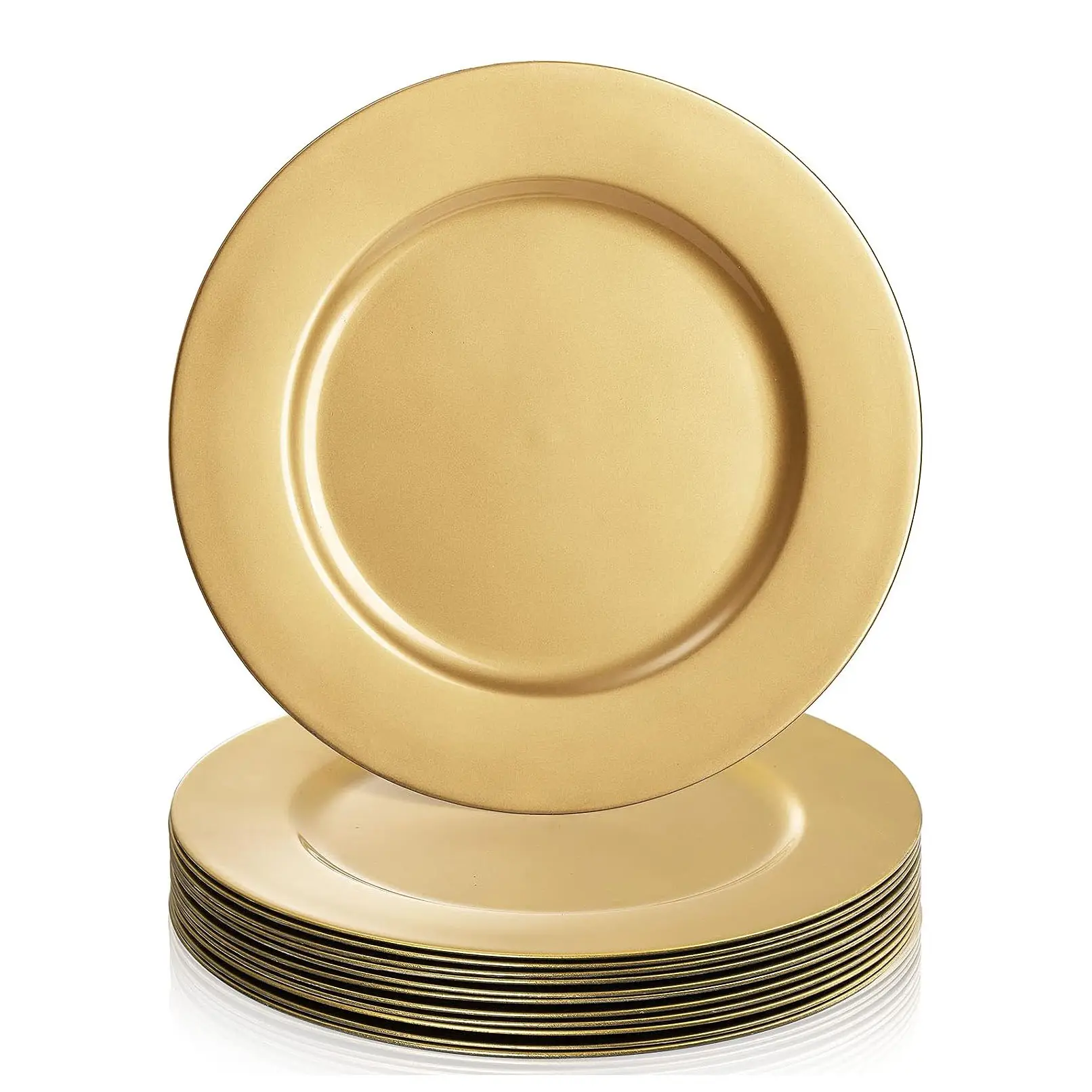 Toptan 13 inç yuvarlak altın gümüş siyah akşam yemeği servis örtüsü altında tabaklar plastik düğün suplalar
