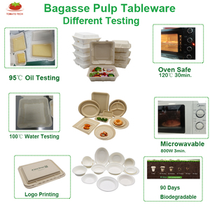 PFAS Free 14x10 Inch Rectangular Bagasse Tray OK Compost Certified Compostable <strong>Disposable</strong> Microwave Safe Eco-Friendly <strong>Platters</strong> - Product Image 5