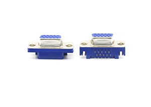 HDR 15P Female <b>D</b>-<b>Sub</b> <b>Connector</b> Right Angle Blue Plastic - Product Image 2