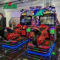 Jeu de course de moto d'arcade pour 2 joueurs, simulateur à double écran, à monnayeur, éclairage LED pour centre de divertissement