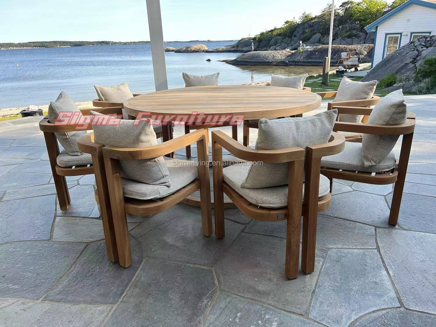 Newly Design Patio Garden Furniture Wholesale Wooden Frame Outdoor Dining Set Teak Wood Dining Chairs