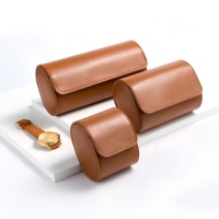 Boîte de rangement pour montre mécanique vintage de luxe en cuir PU de haute qualité, 6 pouces, fermeture à bouton, avec doublure en coton, option de logo personnalisé