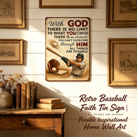 Plaque murale vintage en métal inspirante sur le thème du baseball avec Dieu, décoration murale rétro sportive et motivante