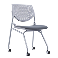 Chaise de bureau ergonomique moderne en maille, réglable en hauteur, pliable, à dossier ouvert, empilable et rotative, pour la formation, vente en gros sur mesure