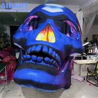 Crâne fantôme gonflable géant coloré personnalisé, décoration de scène suspendue pour Halloween et festivals de musique
