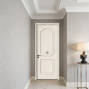Puerta Interior Contemporánea con Acabado en Madera Clara y Diseño Curvo para Dormitorio, Puerta de MDF con Superficie Acabada y Apertura Manual - Product Image 2