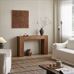 Tavolo d'ingresso in legno in stile medievale porta d'ingresso domestica a parete panca in legno massiccio lungo tavolo rettangolare, bancone d'ingresso - Product Image 1