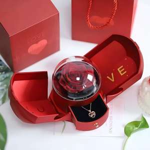 Preserved Real Rose Wing Box <strong>Necklace</strong> &amp; Gift Set with Long-Lasting 3-5 Years Handmade Elegant Packaging for Valentine's Day - Product Image 1