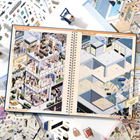 SIMNO Livre d'autocollants de paysages de centre commercial immersifs, mini-scènes de vie urbaine pour journalisation, scrapbooking et création de vos propres scènes