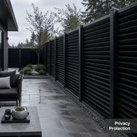 Panneaux de clôture de jardin modernes en aluminium noir, alliage 6063, anti-rouille, revêtement poudré, pour la sécurité de la propriété