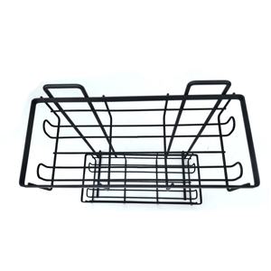 Современная Двухуровневая металлическая корзина для душа с черным порошковым покрытием, настенная угловая полка для душа с присоской - Product Image 6