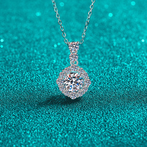 Fashion Round Full Diamond Moissanite <b>Pendant</b> S925 <b>Sterling</b> <b>Silver</b> <b>Necklace</b> Female - Product Image 3