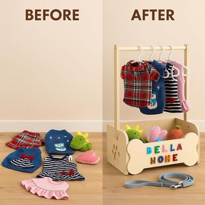 <span class=keywords><strong>Armario</strong></span> de Madera para <span class=keywords><strong>Ropa</strong></span> de Perros Pequeños, Guardarropa para Mascotas con Barra para Colgar, 10 Perchas, Estante para <span class=keywords><strong>Ropa</strong></span>, Almacenamiento de Juguetes - Product Image 5