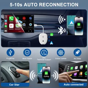 CarPlay inalámbrico portátil con cable a CarPlay inalámbrico Android Auto Dongle adaptador para OEM con cable Carplay Android Auto a inalámbrico