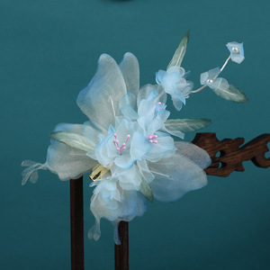24 Accesorios para el Cabello de Estilo Antiguo, Diseño Original, Hechos a Mano, con Degradado Azul, Perforados, Florales, con Varilla Suave y Mariposa - Product Image 2