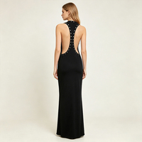 Nouvelle Robe Sexy en Dentelle OEM pour Femme, Design Irrégulier, Jupes Longues, Dos Nu, Sans Manches