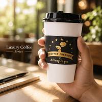 맞춤형 로고 인쇄 350GSM 이중벽 커피컵 골드 스탬핑 슬리브 FSC 인증 고급 보온 일회용 컵